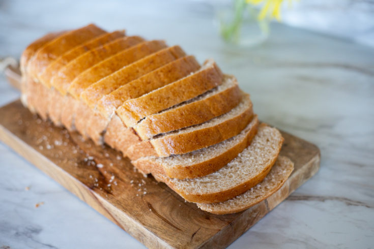 homemade whole wheat sandwich bread sliced