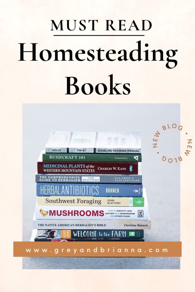 stack of homesteading books