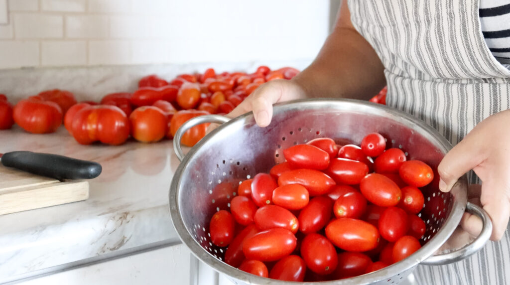 tomatoes in colander