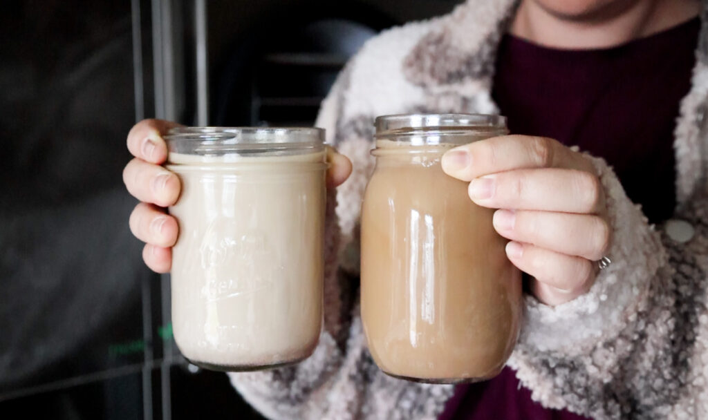 coffee with creamer in jar